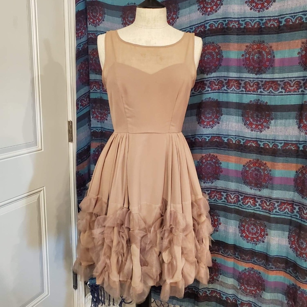 LC Lauren Conrad Strapless Dusty Rose Ruffle Hem Dress